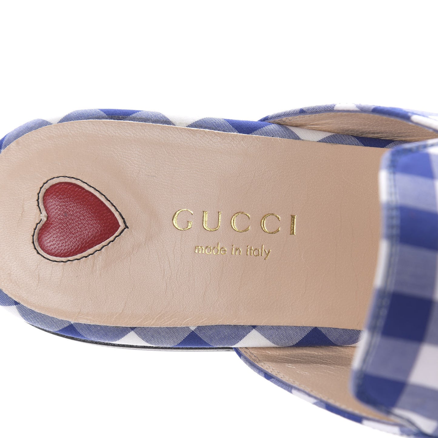 Cotton Gingham Womens Princetown Slippers 37.5 White Blue
