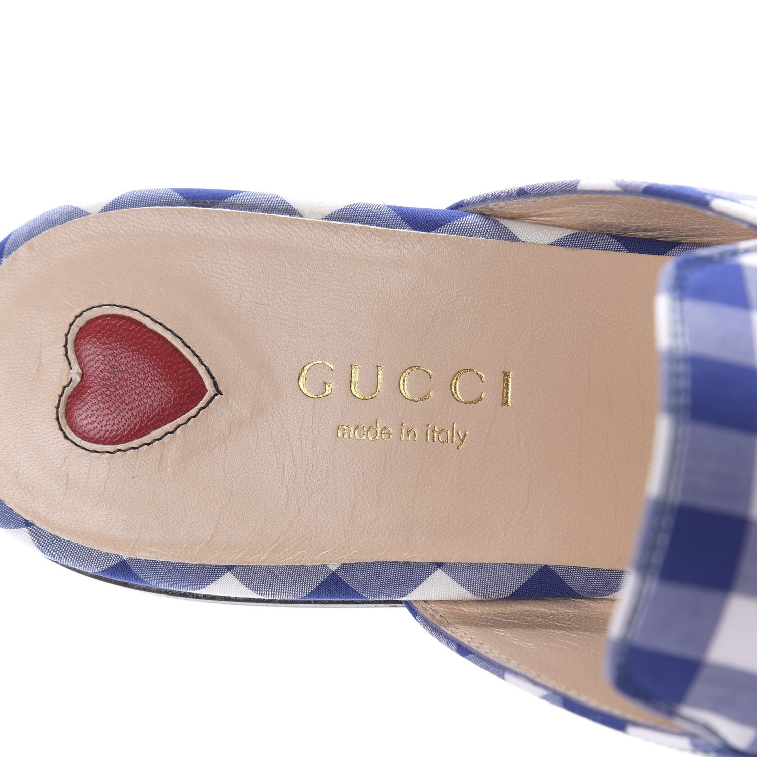 Gucci Cotton Gingham Womens Princetown Slippers 37.5 White Blue 7 of 10