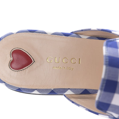 Gucci Cotton Gingham Womens Princetown Slippers 37.5 White Blue 7 of 10