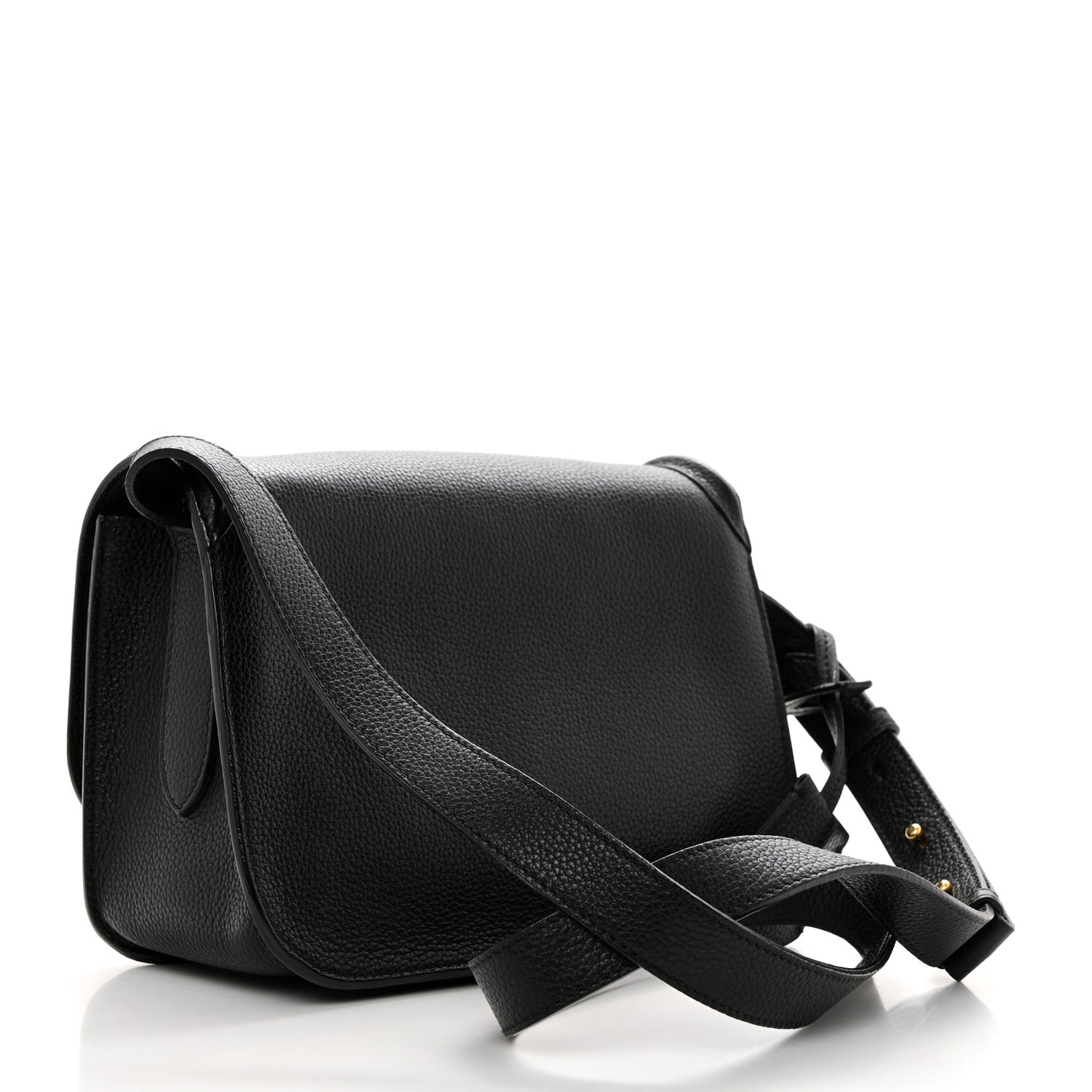 Grained Calfskin Padlock Crossbody Bag Black