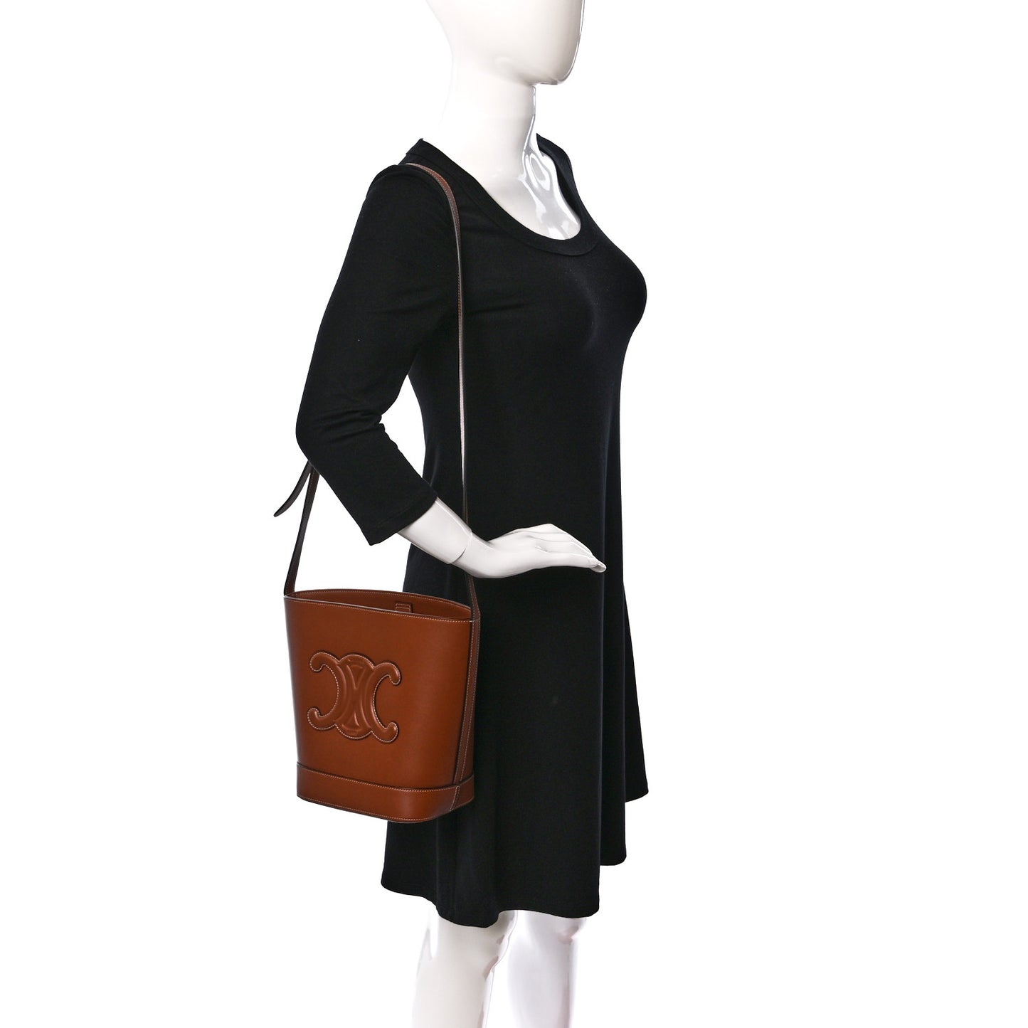 Smooth Calfskin Small Cuir Triomphe Bucket Bag Tan