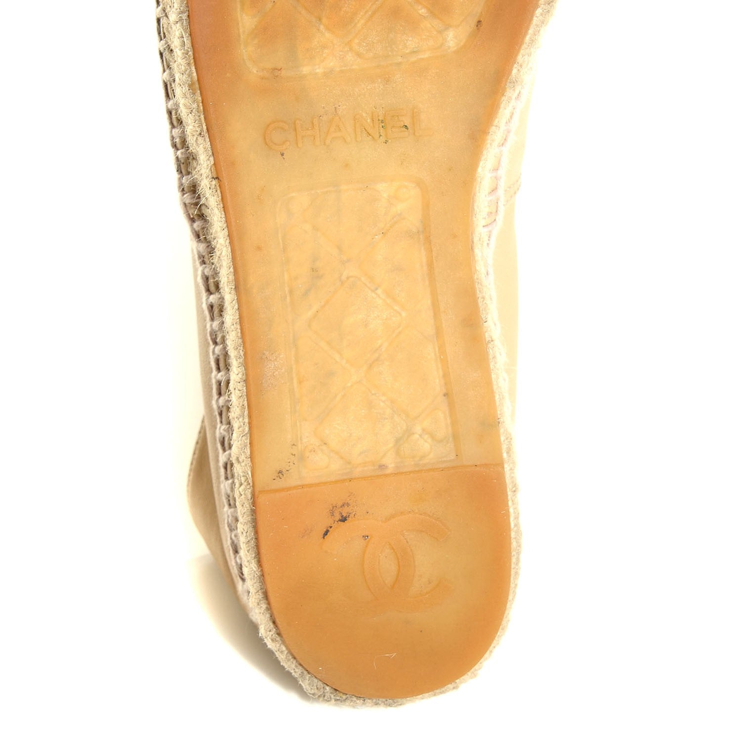 Chanel Lambskin CC Espadrilles 37 Beige Black 6 of 7