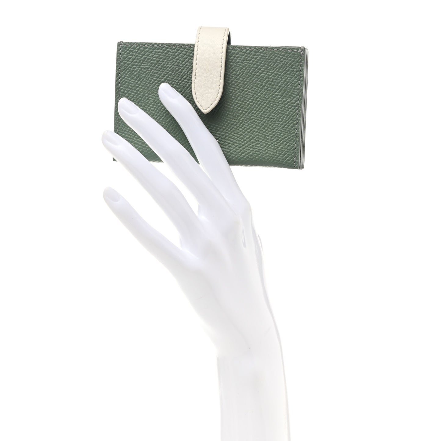 Grained Shiny Calfskin Accordion Card Holder Green