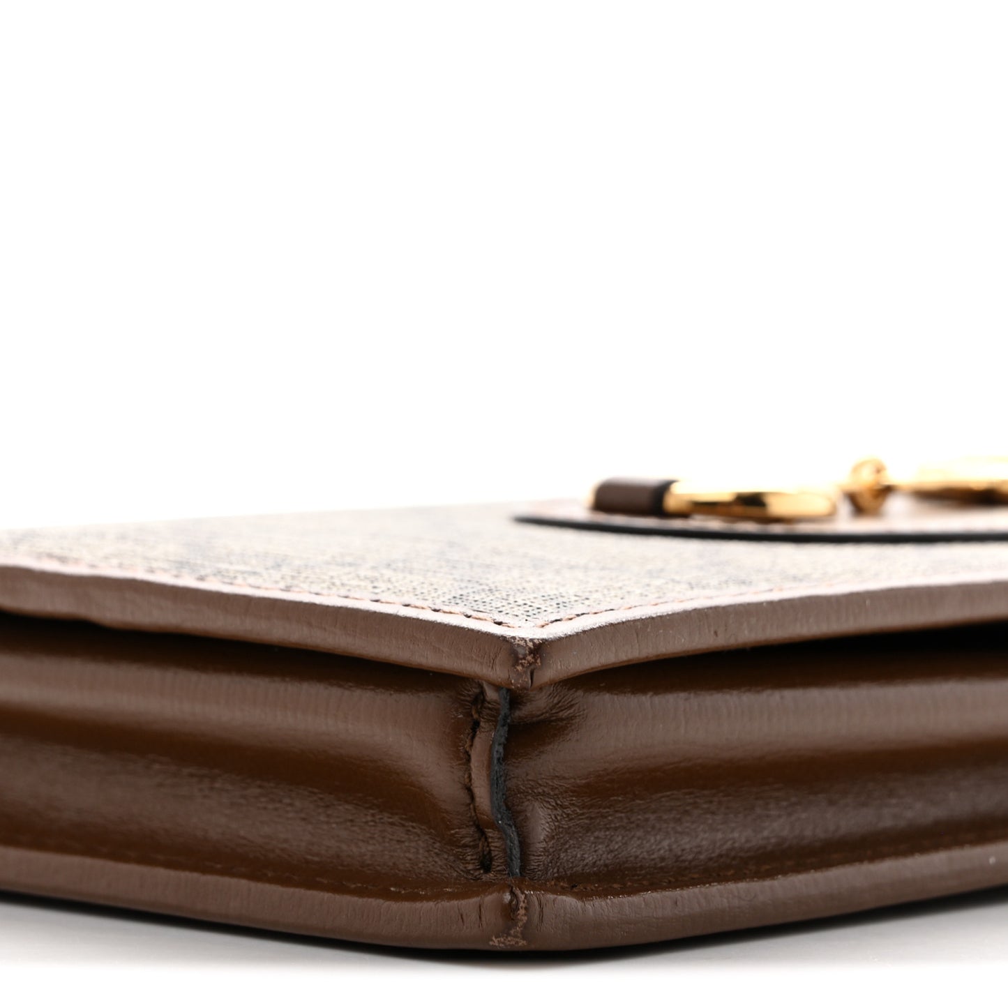 GG Supreme Monogram Azalea Calfskin Horsebit 1955 Wallet On Chain Beige Ebony Brown Sugar