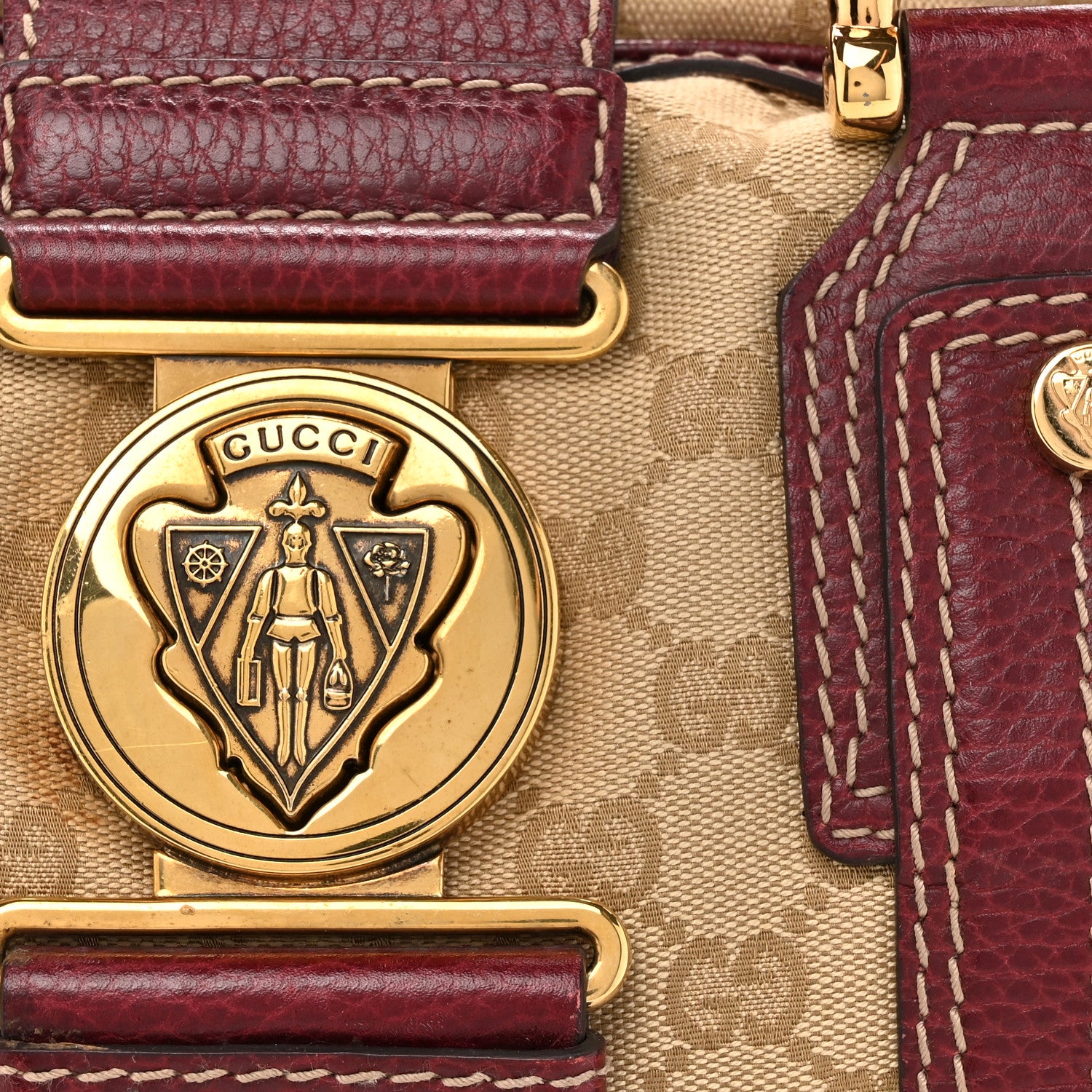 Gucci Monogram Medium Aviatrix Boston Ebony Bordeaux 8 of 15