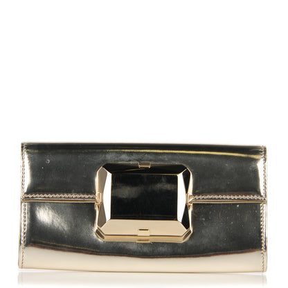 Gucci Metallic Patent Padlock Clutch Gold 1 of 7