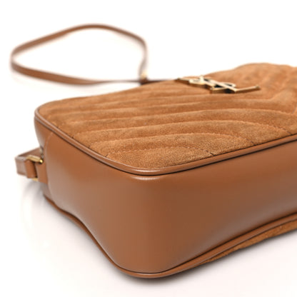 Saint Laurent Suede Matelasse Monogram Lou Camera Bag Cinnamon 9 of 11