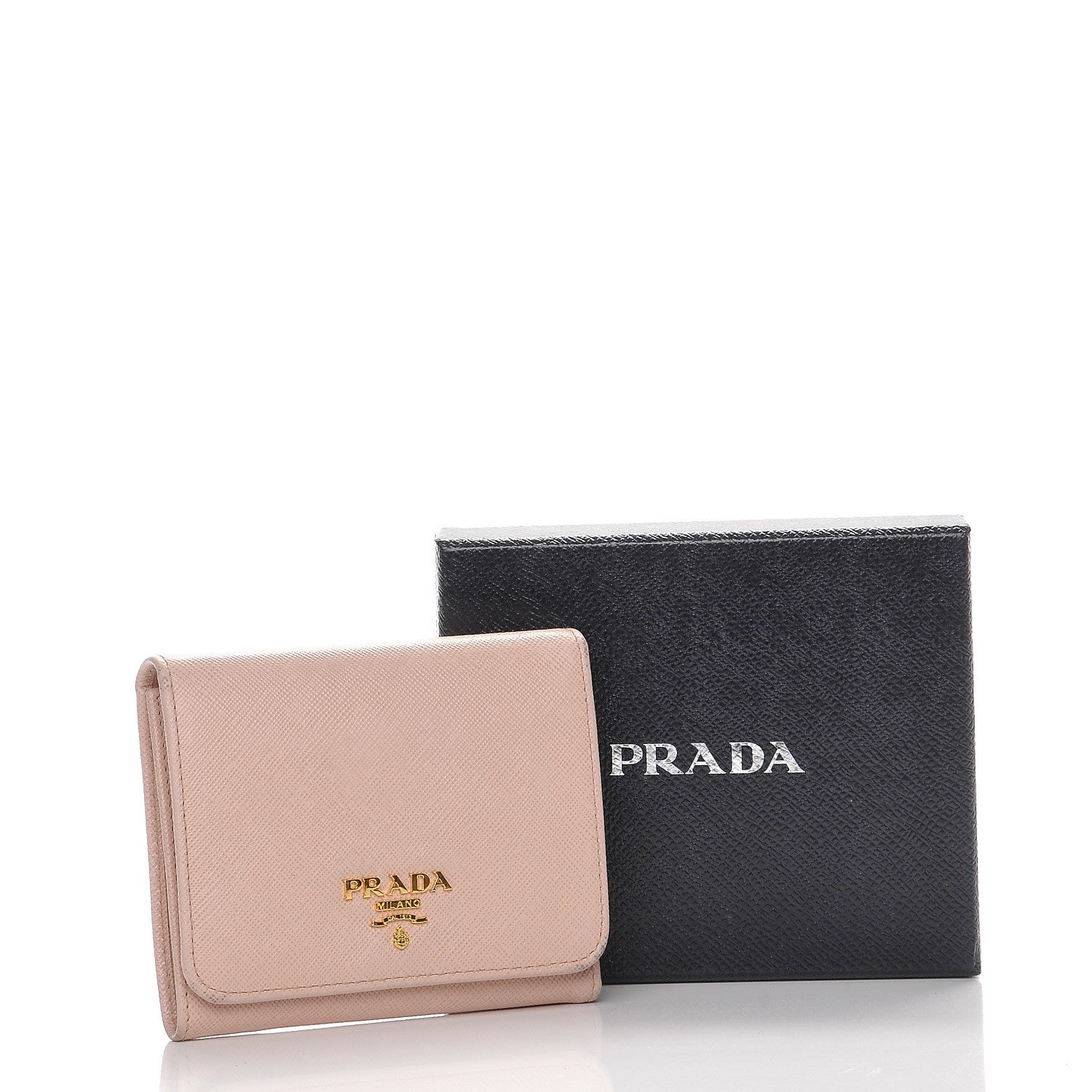 Prada Saffiano Metal Tri-Fold Compact Wallet Cipria 12 of 12