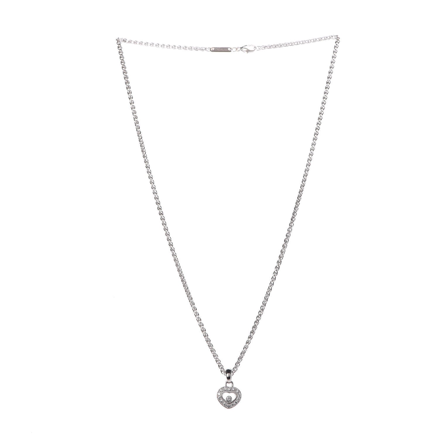 Chopard 18K White Gold Happy Diamonds Icons Heart Pave Pendant Necklace 3 of 7