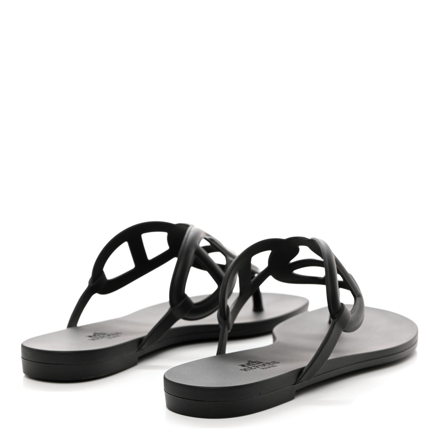 Hermes Rubber Womens Egerie Sandals 36 Black 4 of 9
