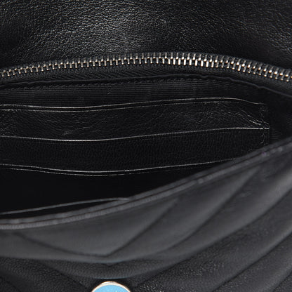 Saint Laurent Sheepskin Matelasse Chevron Monogram College Chain Wallet Black 7 of 12