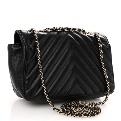 Chanel Calfskin Chevron Quilted Mini Statement Flap Black 3 of 11