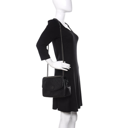 Balenciaga Shiny Goatksin Logo Embossed Monochrome M BB Round Shoulder Bag Black 2 of 11