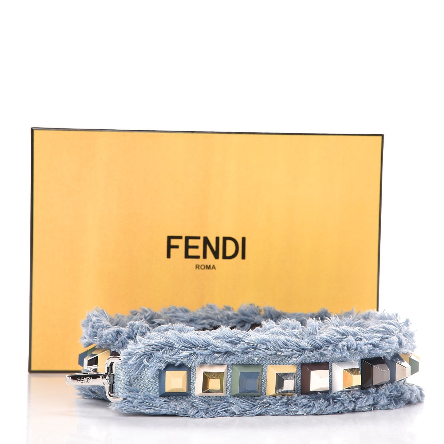 Denim Fringe Studded Strap You Blue Multicolor