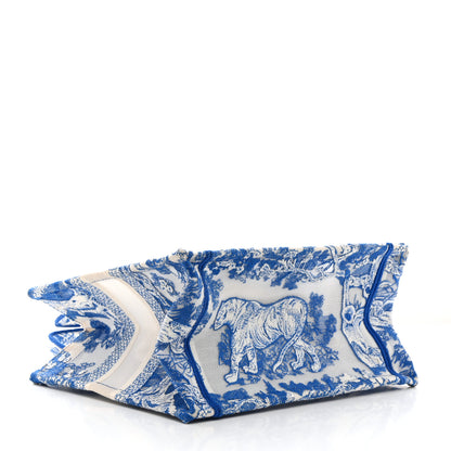 Christian Dior Transparent Canvas Embroidered Small Toile De Jouy Reverse Book Tote Fluorescent Blue 4 of 10