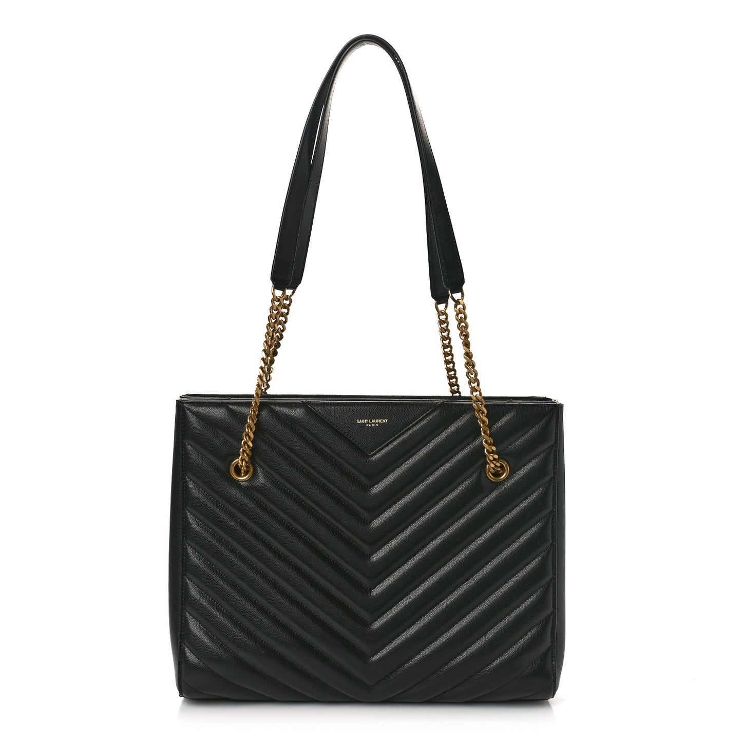 Grain de Poudre Matelasse Chevron Medium Tribeca Shopping Bag Black