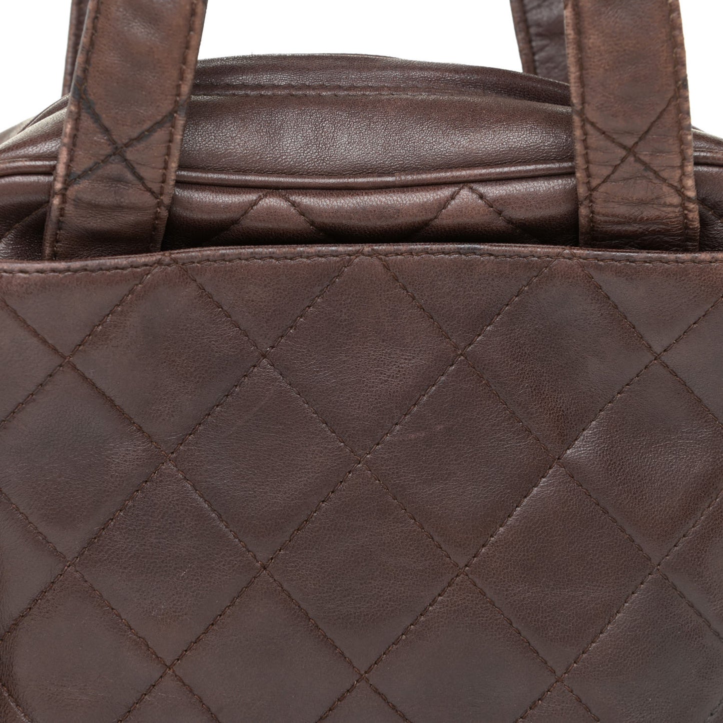 Lambskin Quilted Shoulder Bag Brown