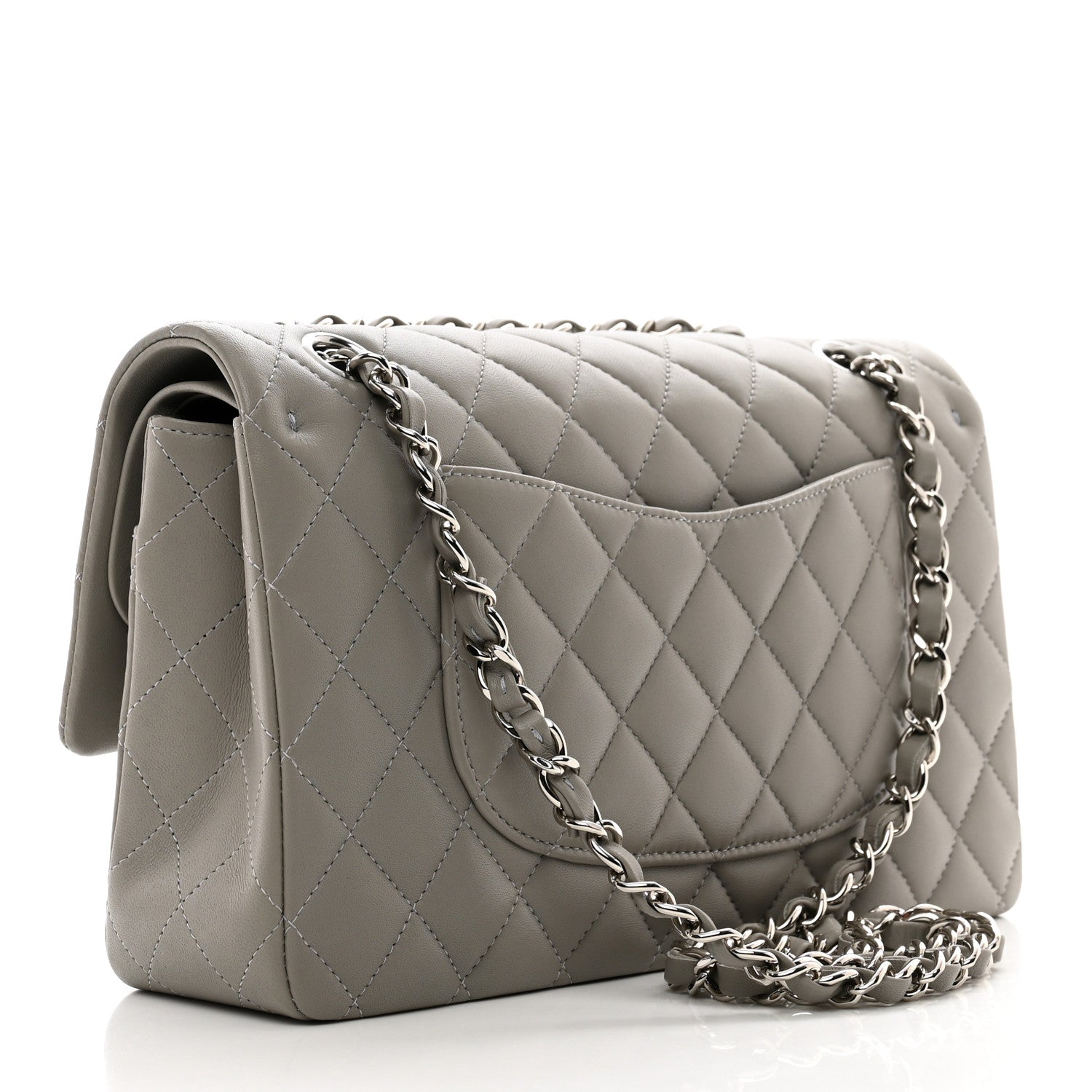 Chanel Lambskin Quilted Medium Double Flap Grey 3 of 10