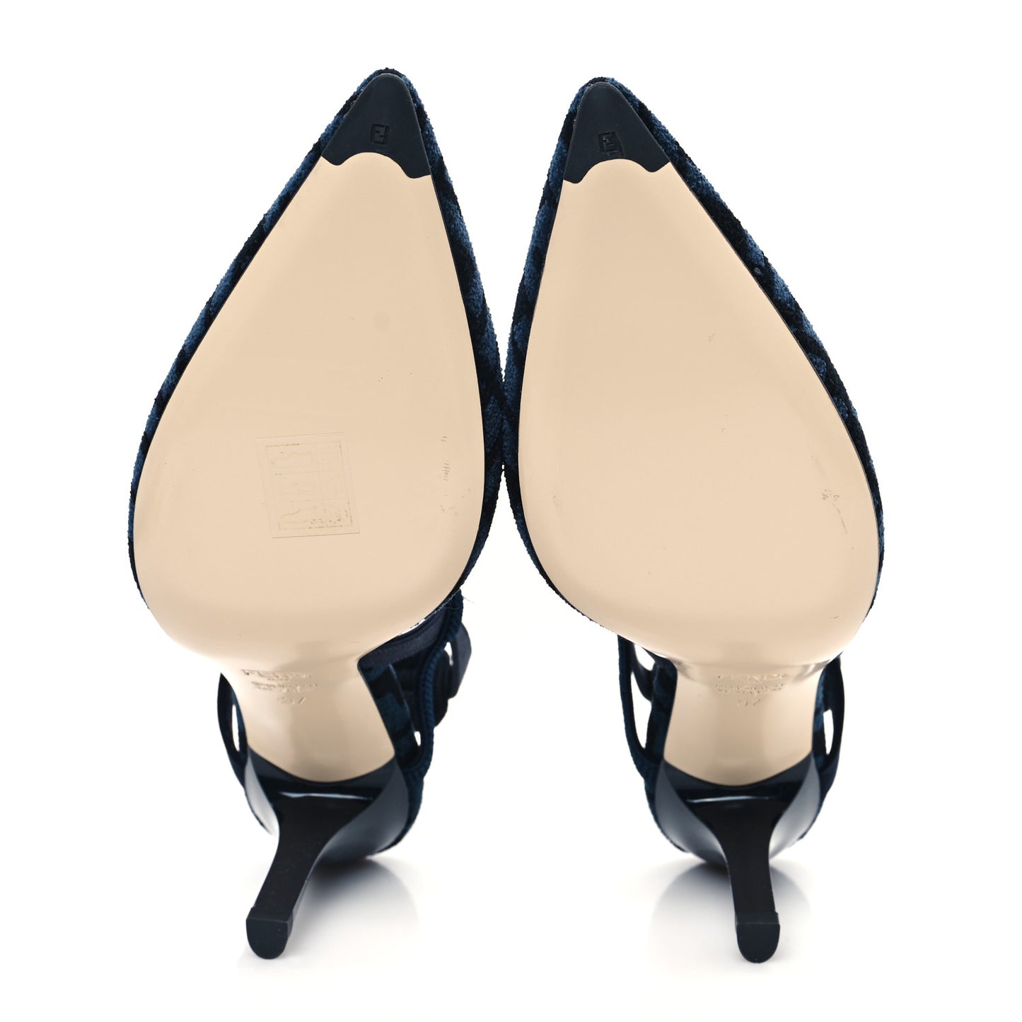 Chenille Jacquard FF Colibri Lite 85mm Slingback Pumps 37 Blue Black