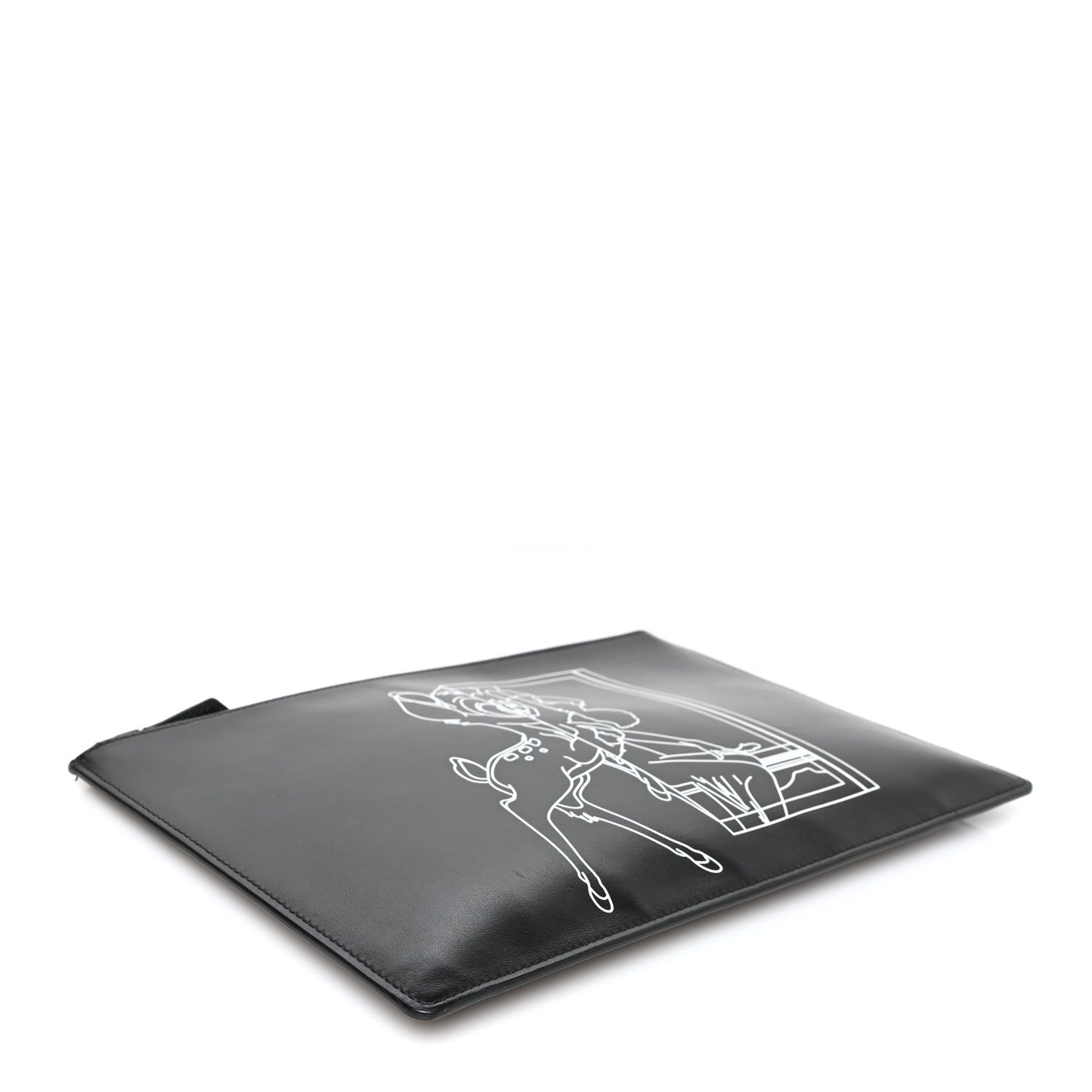 Calfskin Bambi Print Medium Cosmetic Pouch Black