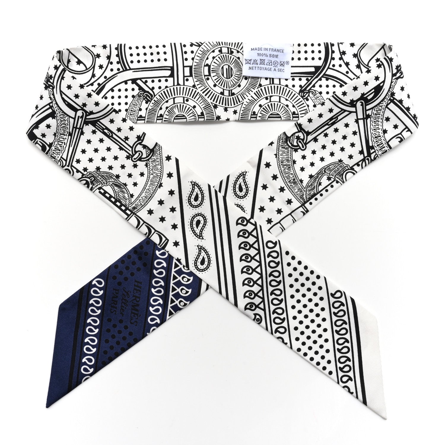 Hermes Silk Eperon D'Or Bandana Twilly White Marine 1 of 8