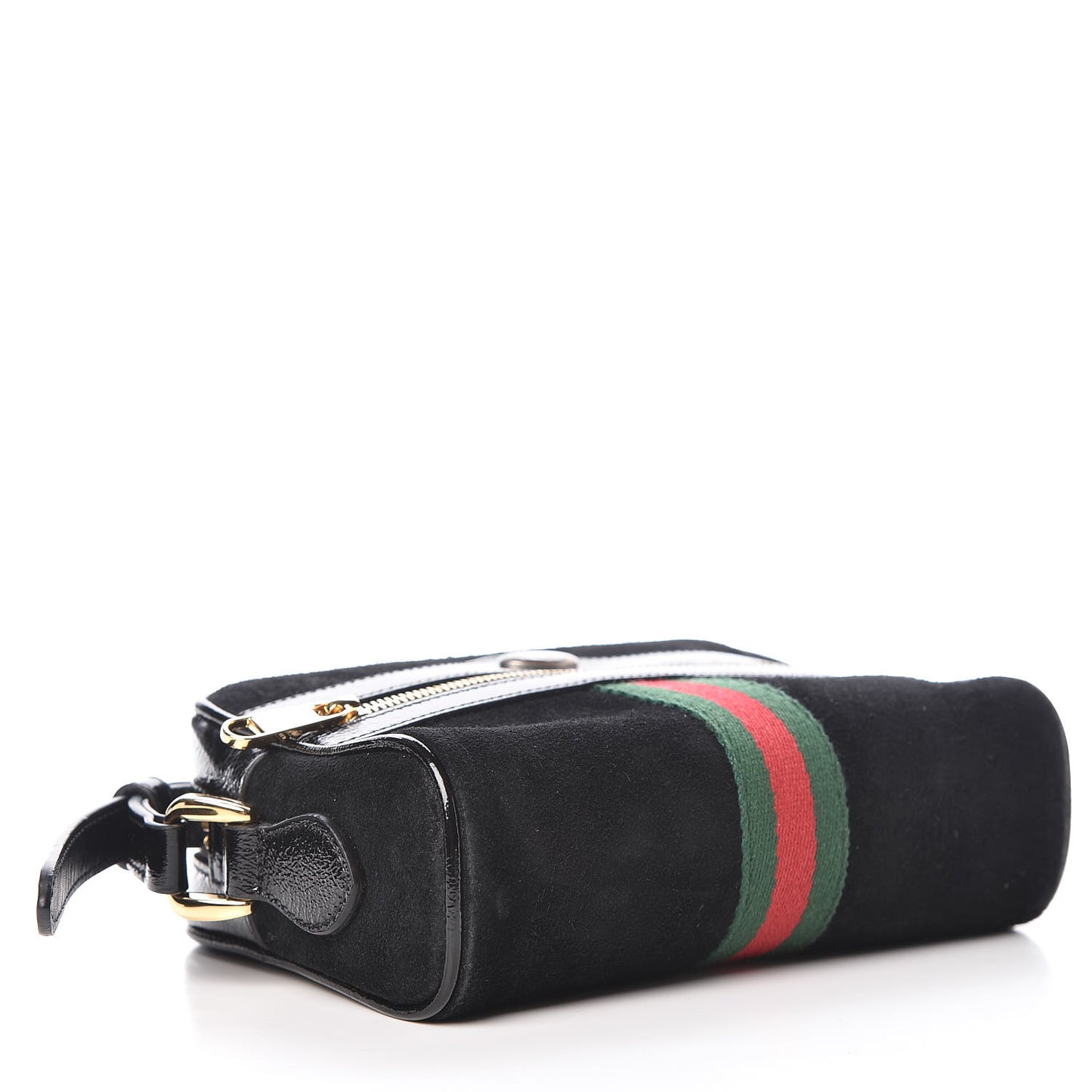 Suede Patent Web Mini Ophidia Shoulder Bag Black
