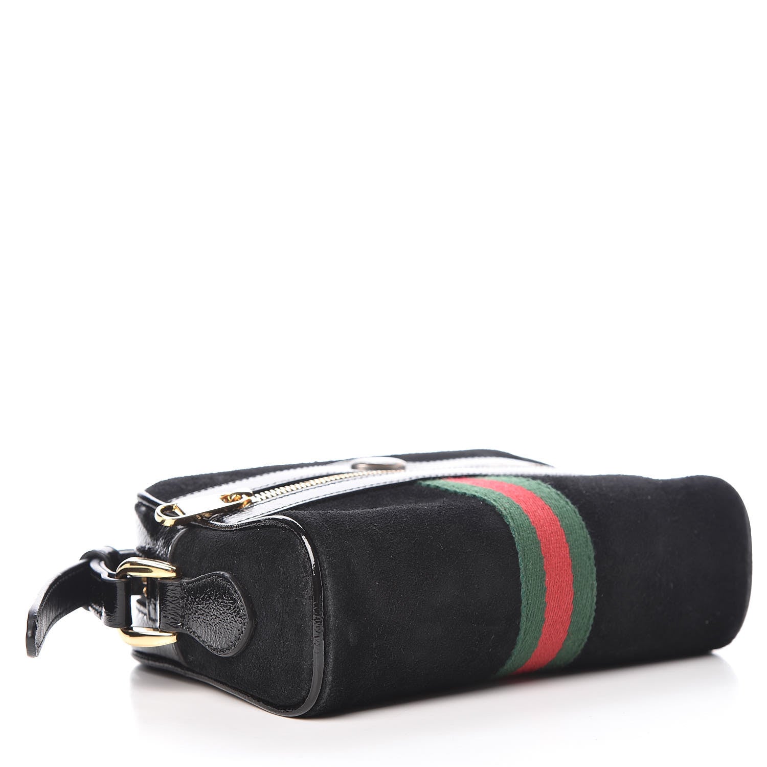Gucci Suede Patent Web Mini Ophidia Shoulder Bag Black 4 of 9