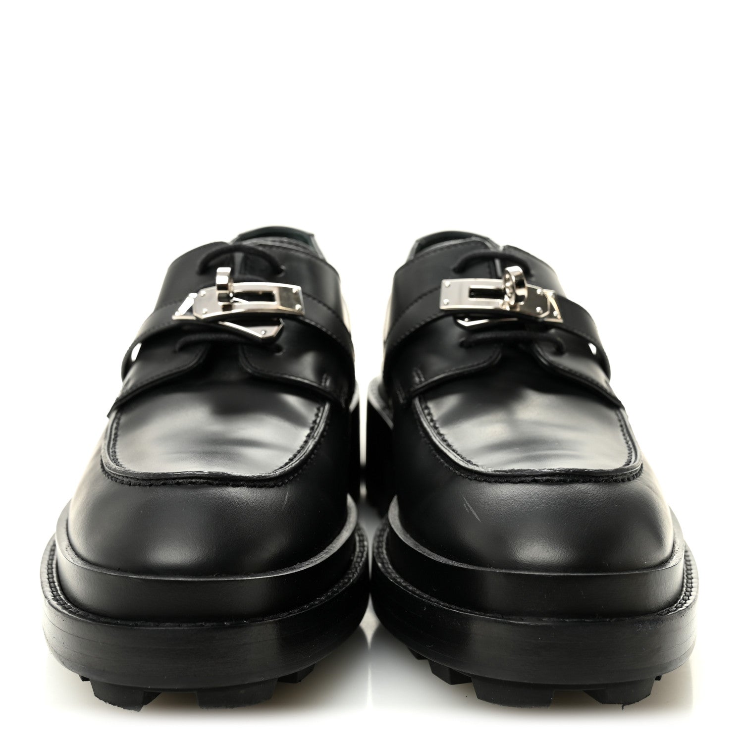 Hermes Glossed Calfskin First Oxford 38 Black 3 of 10