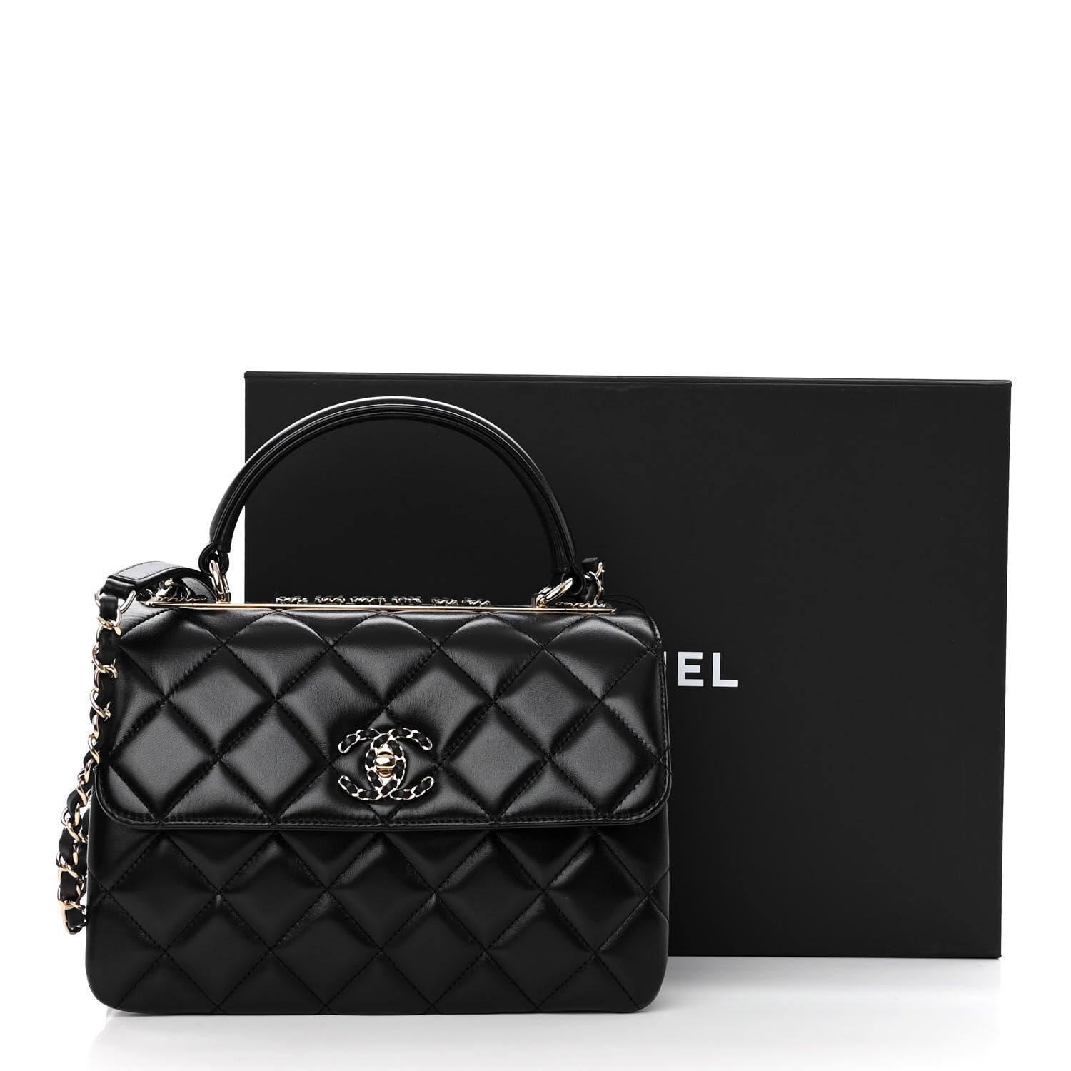 Chanel Lambskin Quilted Small Trendy CC Chain Dual Handle Flap Bag Black 11 of 11