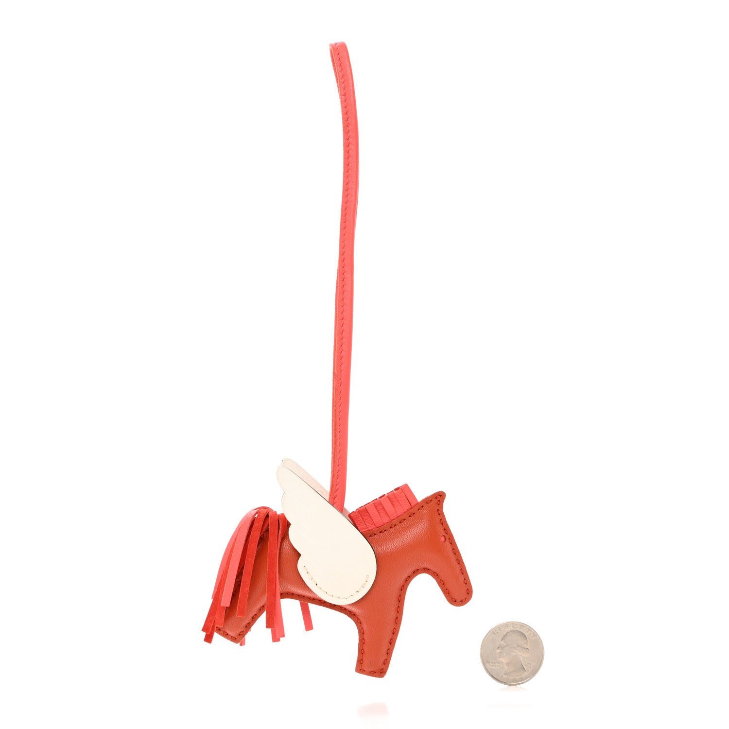 Hermes Milo Lambskin Grigri Rodeo Pegase Horse Bag Charm PM Cornaline Rose Texas White 2 of 6