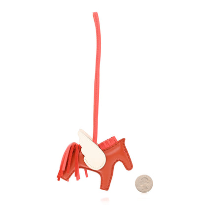 Hermes Milo Lambskin Grigri Rodeo Pegase Horse Bag Charm PM Cornaline Rose Texas White 2 of 6