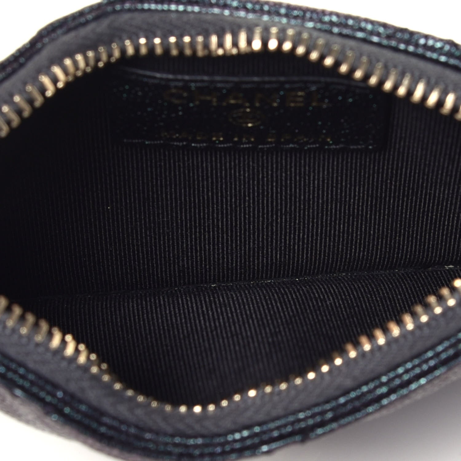 Chanel Iridescent Caviar Quilted Flap Zip Card Holder Black 10 of 15