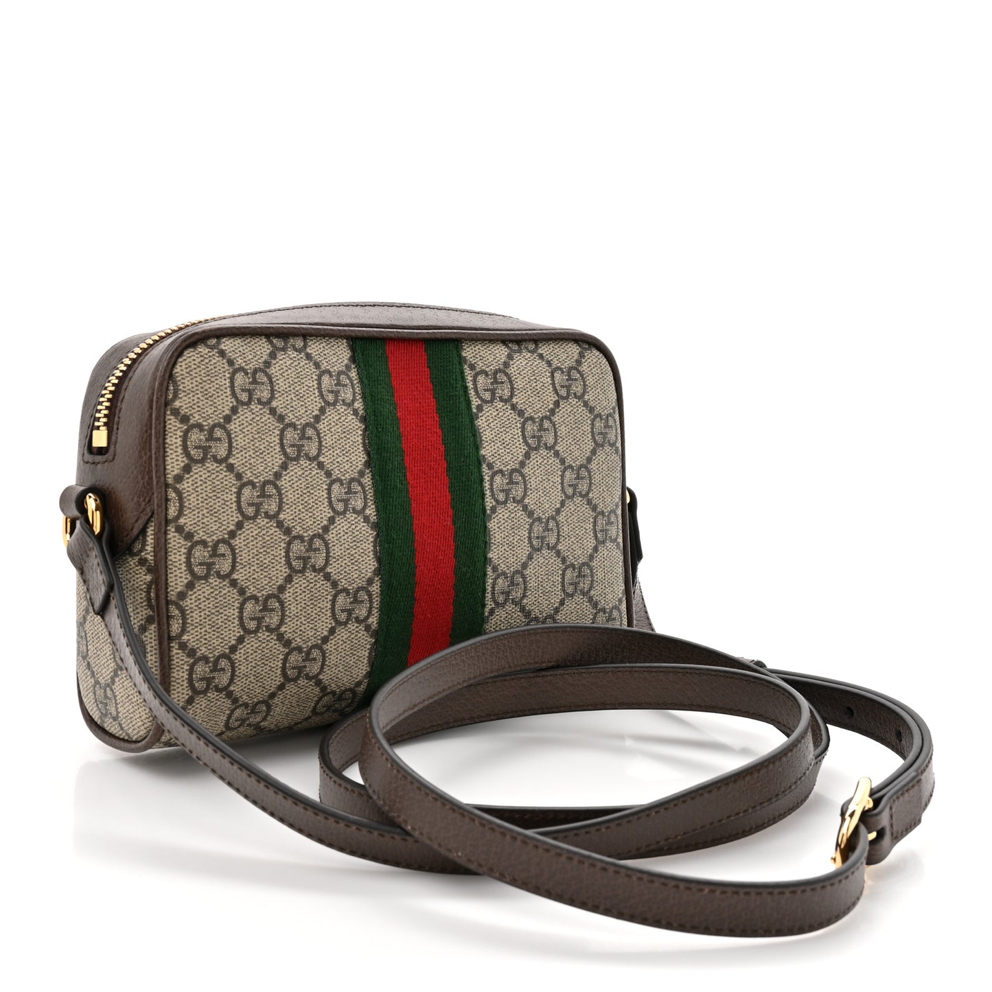 GG Supreme Monogram Textured Dollar Calfskin Mini Ophidia Shoulder Bag Beige Ebony New Acero