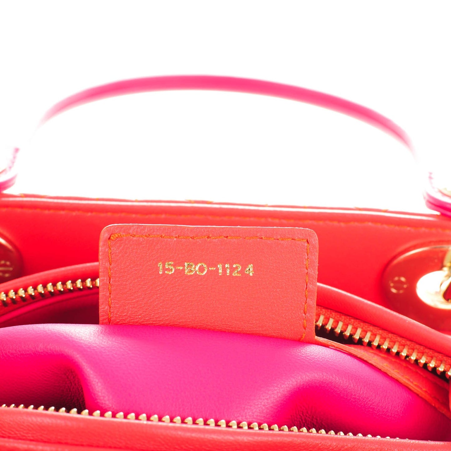Lambskin Cannage Medium Bi-Color Lady Dior Red Pink