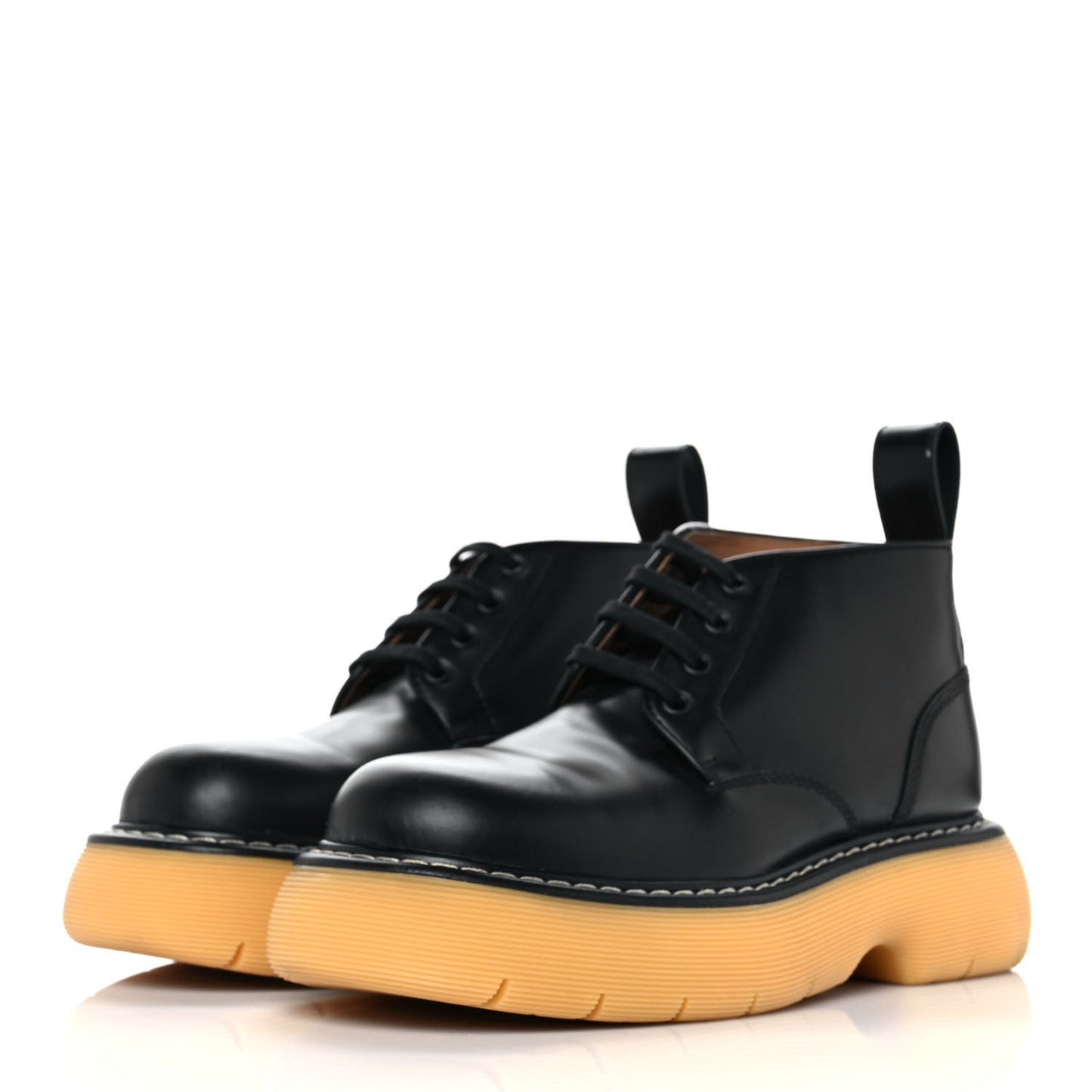 Calfskin The Swell Lace Up Ankle Boots 39 Black Natural Rubber