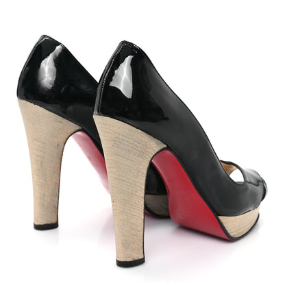 Christian Louboutin Patent Cork Miss Marple Platform Pumps 36 Black 5 of 8