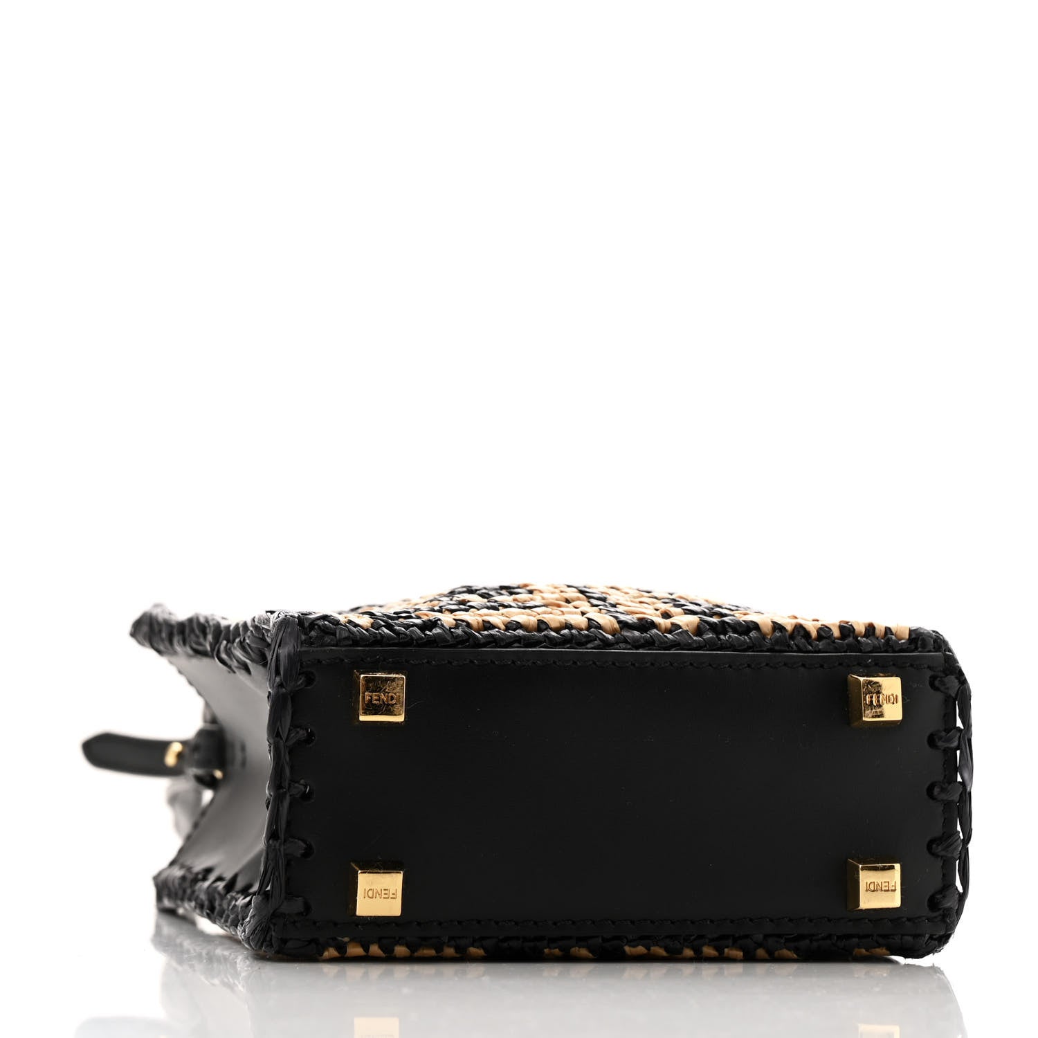 Fendi Raffia Plexiglass Crochet Mini Sunshine Shopper Tote Black 4 of 13