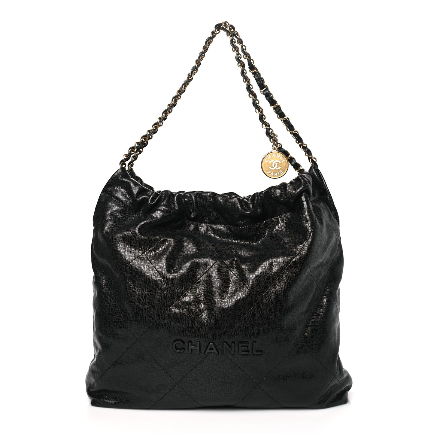 Shiny Caviar Quilted Monochrome 22 Black
