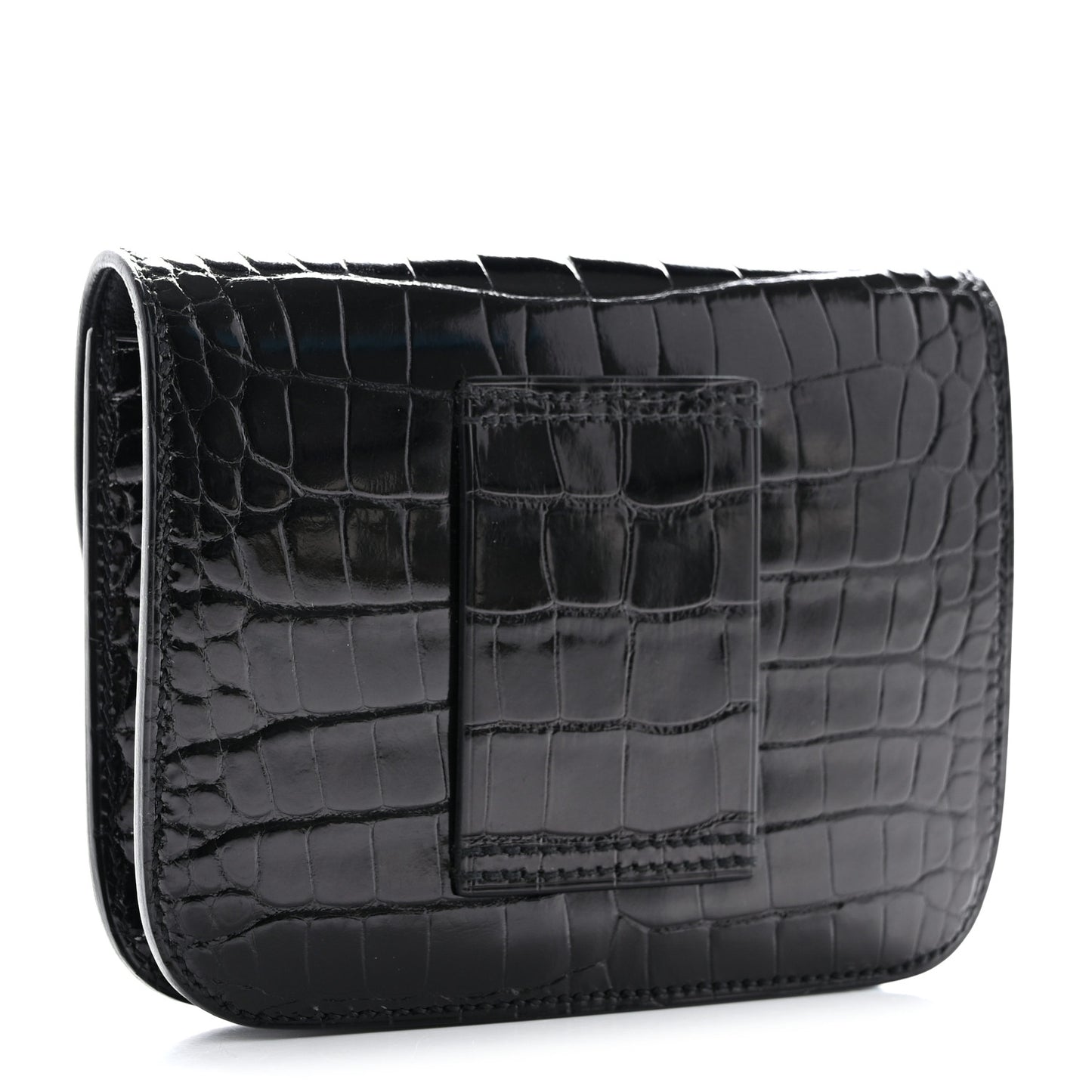 Shiny Alligator Constance Slim Wallet Black