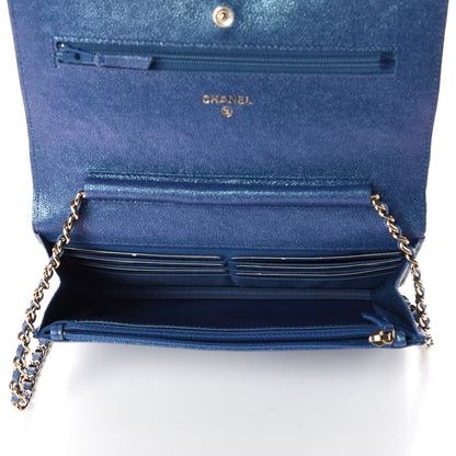 Chanel Iridescent Caviar Quilted Wallet On Chain WOC Dark Blue 7 of 11