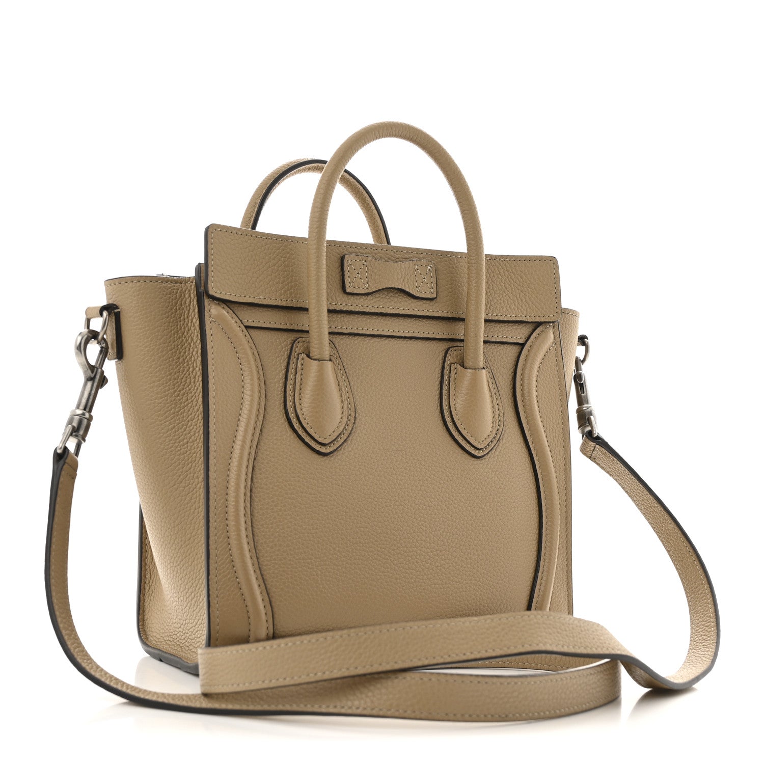 Celine Drummed Calfskin Nano Luggage Dune 3 of 11