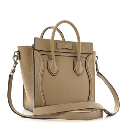 Celine Drummed Calfskin Nano Luggage Dune 3 of 11
