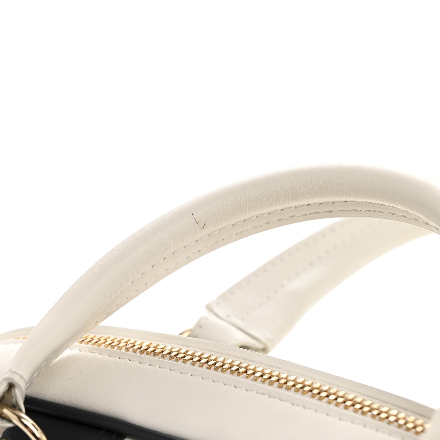 Calfskin Small Dior Vibe Zip Bowling Bag White