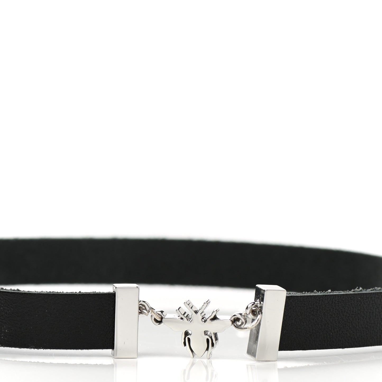 Calfskin Dior Bee Double Necklace Black
