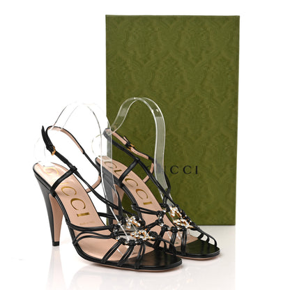 Gucci Strappy Crystal GG Heel Sandals 39.5 Black 8 of 8