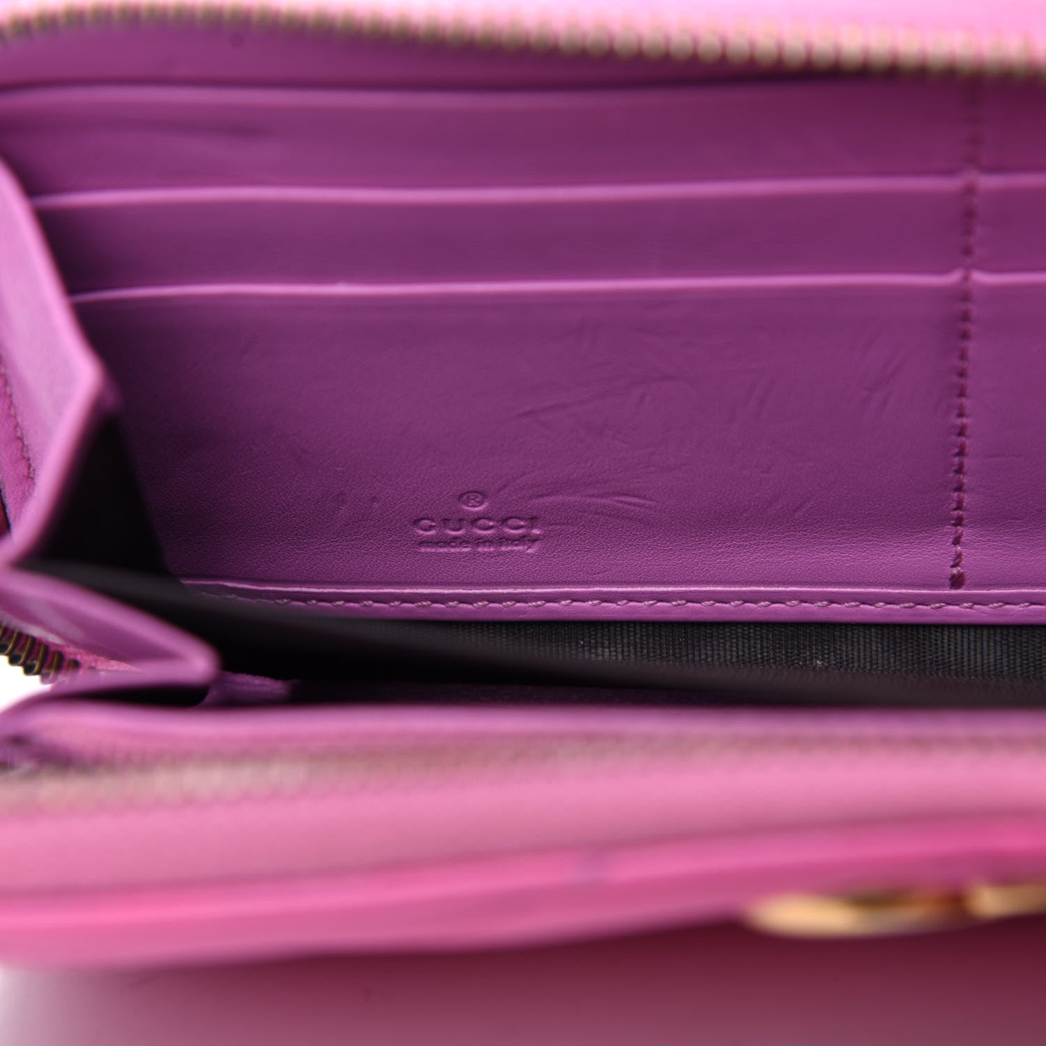 Gucci Calfskin Matelasse GG Marmont Zip Around Wallet Candy Mousse 6 of 8