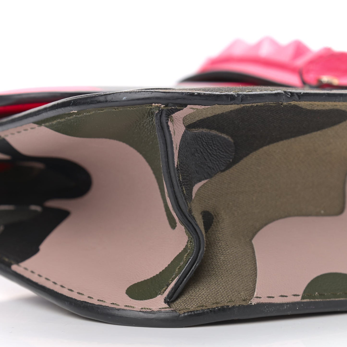 Nappa Canvas Camouflage Medium Glam Lock Rockstud Flap Fuxia Fluo