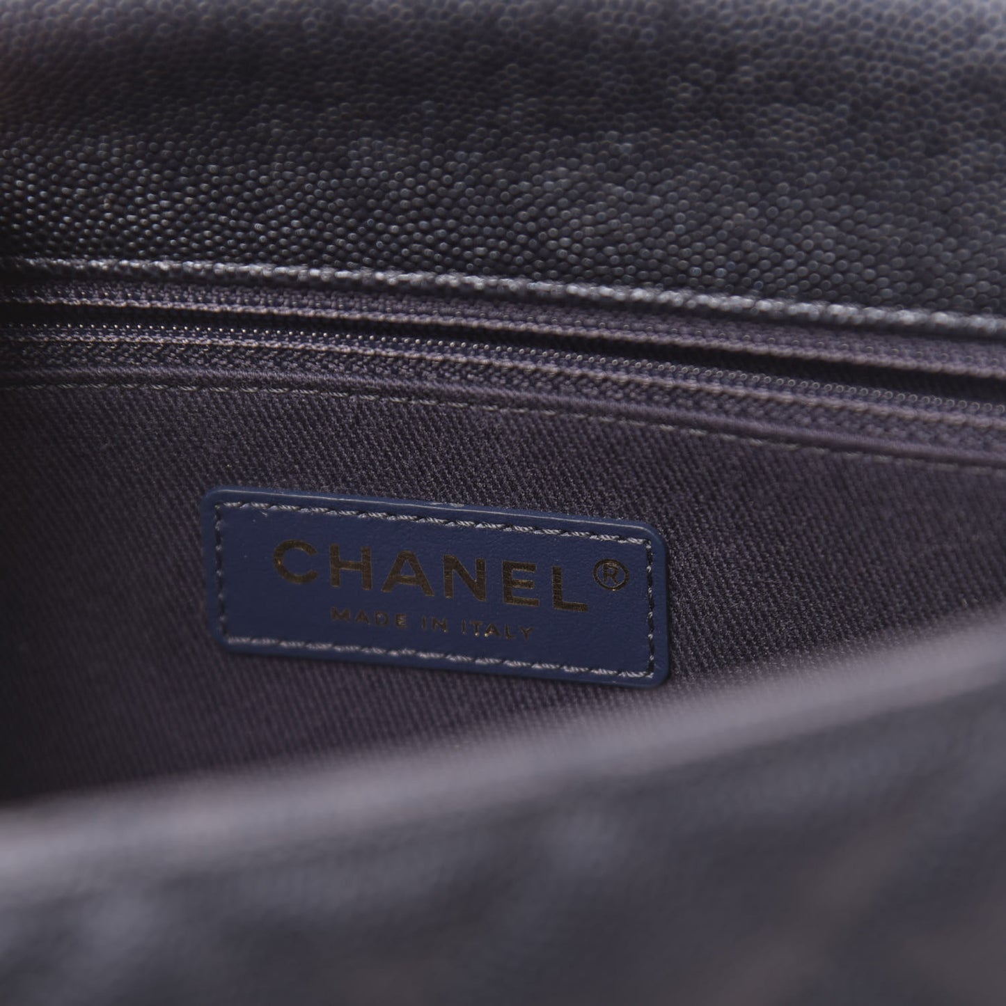 Iridescent Caviar Quilted Small Coco Handle Flap Dark Blue