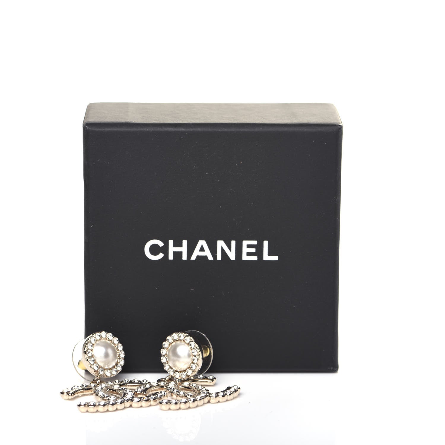 Chanel Crystal Pearl Bow-tiful CC Drop Earrings Gold 7 of 7