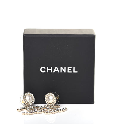 Chanel Crystal Pearl Bow-tiful CC Drop Earrings Gold 7 of 7